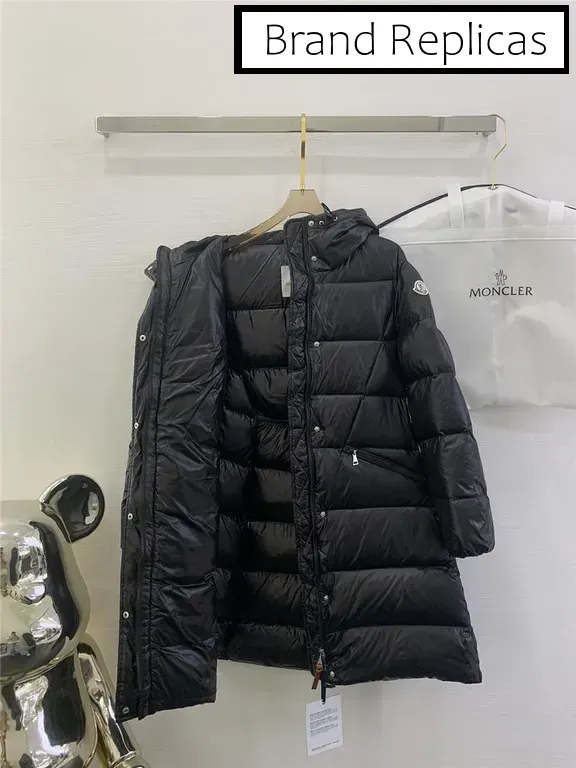 Moncler waist hooded long down jacket